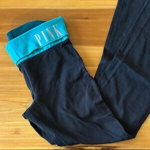PINK Victoria's Secret Black Leggings with Fold-Over Waistband